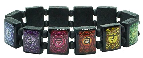 My Altar Chakra Symbols Black Wood Stretch Bracelet