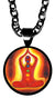 Kundalini Chakra 5/8" Mini Stainless Steel Black Pendant Necklace