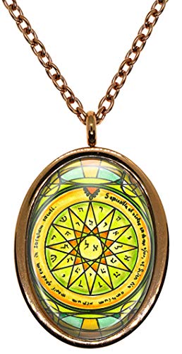 My Altar Solomons 4th Pentacle of The Mercury for Knowledge of All Things Rose Gold Stainless Steel Pendant Necklace