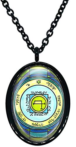 My Altar Solomons 5th Pentacle of The Sun to Quickly Transport Anywhere Black Stainless Steel Pendant Necklace