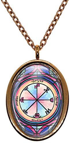 My Altar Solomons 3rd Pentacle of The Saturn for Protection Against Others Plots Rose Gold Stainless Steel Pendant Necklace