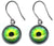 Small Green Animal Eye Glass Ball Steel Charm and Titanium Earrings Hypoallergenic for Sensitive Ears