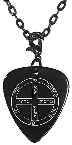 Solomon's 6th Seal of Jupiter for Danger Protection Success Black Guitar Pick Clip Charm on 24" Chain Necklace