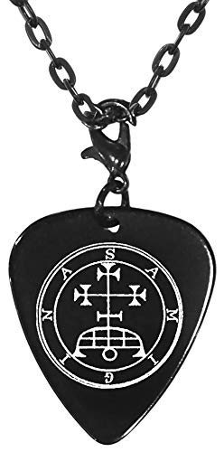 Samigina 4th Lesser Seal Goetia Black Guitar Pick Clip Charm on 24" Chain Necklace