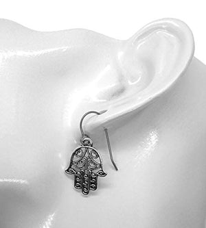 Hamsa Filigree Charms 1 1/4" Titanium Earrings Hypoallergenic for Sensitive Ears