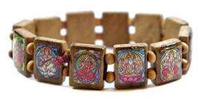 My Altar Hindu Gods & Goddesses Manifestation Prayer Brown Wood Stretch Bracelet