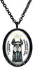 Saint Catherine of Laboure Patron of The Miraculous Medal Black Steel Pendant Necklace