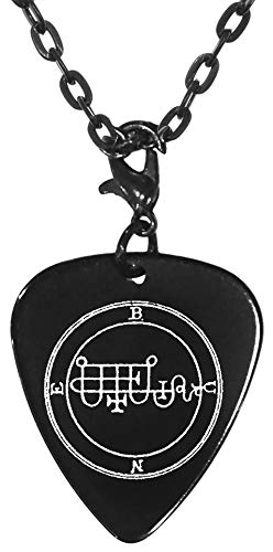 Bune 26th Lesser Seal Goetia Black Guitar Pick Clip Charm on 24" Chain Necklace