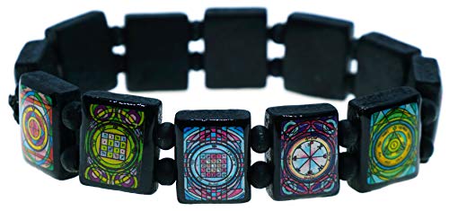 My Altar King Solomons Planetary Power Magic Seals of Saturn Black Wood Stretch Bracelet