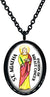 My Altar Saint Agatha Patron of Breast Cancer Black Stainless Steel Pendant Necklace
