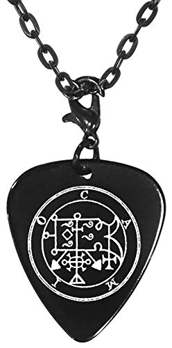 Camio 53rd Lesser Seal Goetia Black Guitar Pick Clip Charm on 24" Chain Necklace