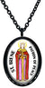 My Altar Saint Irene Patron of Peace Black Stainless Steel Pendant Necklace