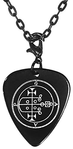 Gaap 33rd Lesser Seal Goetia Black Guitar Pick Clip Charm on 24" Chain Necklace