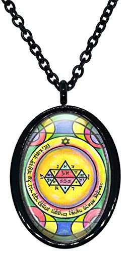My Altar Solomons 5th Jupiter Seal for Manifestation & Psychic Visions Black Stainless Steel Pendant Necklace