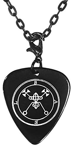 Bael 1st Lesser Seal Goetia Black Guitar Pick Clip Charm on 24" Chain Necklace