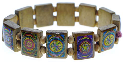 My Altar King Solomons Planetary Love Magic Seals of Venus Brown Wood Stretch Bracelet