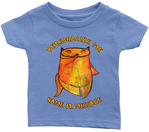 Whimsical Chubby Giggling Orange Kitty Cat Infant or Toddler T-shirt with Optional Name or Message Personalization Customization