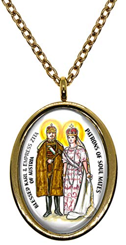 My Altar Blessed Karl & Empress Zita Patrons of Soulmates Gold Stainless Steel Pendant Necklace