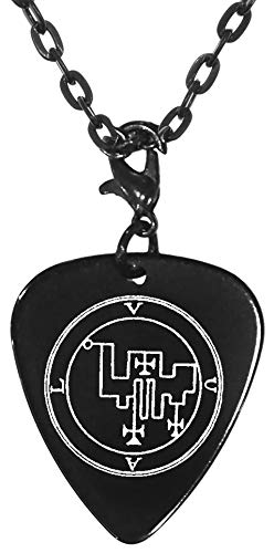 Vual 47th Lesser Seal Goetia Black Guitar Pick Clip Charm on 24" Chain Necklace