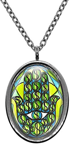 My Altar Wealth Success Manifesting Hamsa Silver Stainless Steel Pendant Necklace