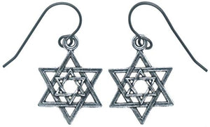 Jewish Hebrew Star of David Dangling Charms 7/8" Titanium Earrings Hypoallergenic for Sensitive Ears