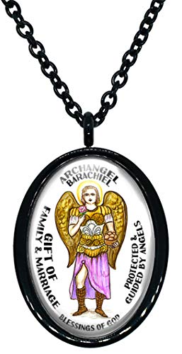Archangel Barachiel Gift of Family & Marriage Protected by Angels Steel Pendant Necklace
