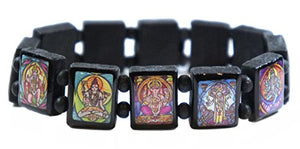 Hindu Gods & Goddesses Manifestation Prayer Black Wood Stretch Bracelet