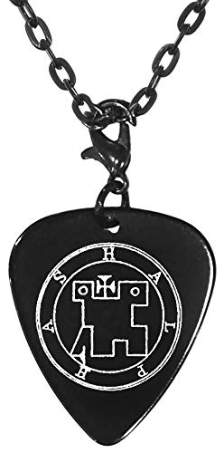 Halphas 38th Lesser Seal Goetia Black Guitar Pick Clip Charm on 24" Chain Necklace