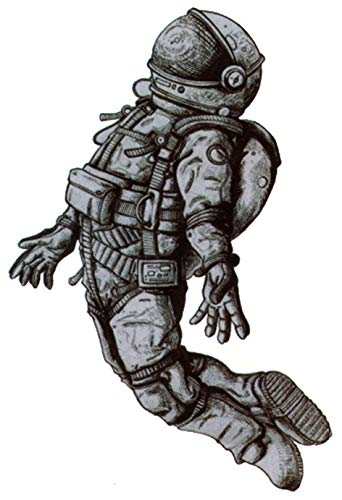 Floating Astronaut Black Waterproof Temporary Tattoos 2 Sheets