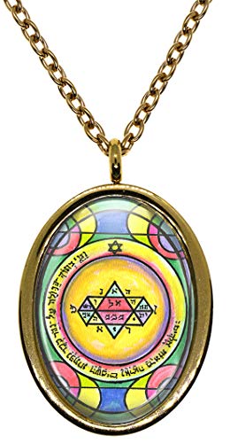 My Altar Solomons 5th Jupiter Seal for Manifestation & Psychic Visions Gold Stainless Steel Pendant Necklace
