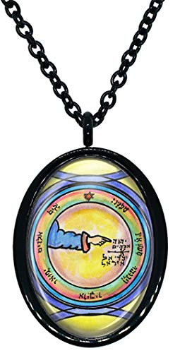 My Altar Solomons 5th Pentacle of The Moon Protects Against All Phantoms of Night Black Stainless Steel Pendant Necklace