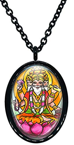 My Altar Lord Brahma Creator for Manifestation Black Stainless Steel Pendant Necklace