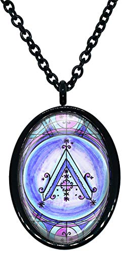 My Altar Agaou Veve Voodoo Magick to Conjure Protection from Natural Disasters Stainless Steel Pendant Necklace