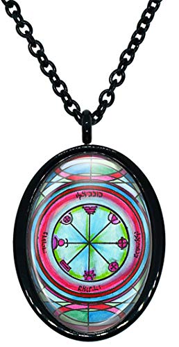 My Altar Solomons 3rd Pentacle of The Mercury to Bless Writers Black Stainless Steel Pendant Necklace