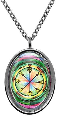 Solomons 6th Pentacle of Mars for All-encompassing Protection Silver Stainless Steel Pendant Necklace