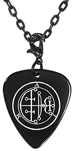 Aim 23rd Lesser Seal Goetia Black Guitar Pick Clip Charm on 24" Chain Necklace