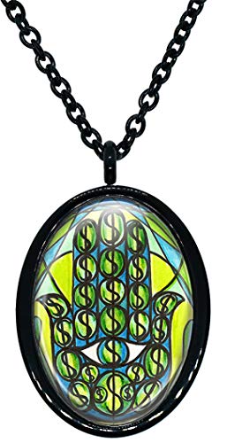 My Altar Wealth Success Manifesting Hamsa Black Stainless Steel Pendant Necklace
