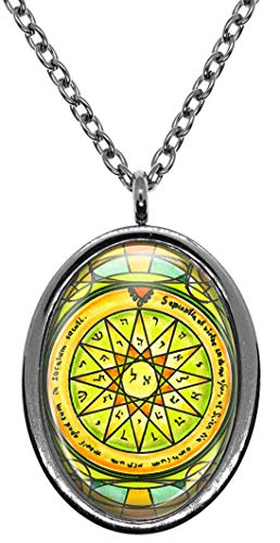 My Altar Solomons 4th Pentacle of The Mercury for Knowledge of All Things Silver Stainless Steel Pendant Necklace