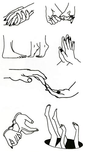 Couples Touching Body Parts Hands and Feet Waterproof Temporary Tattoos 2 Sheets
