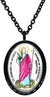 My Altar Saint Margaret of Antioch Patron of Pregnancy Protection Black Stainless Steel Pendant Necklace