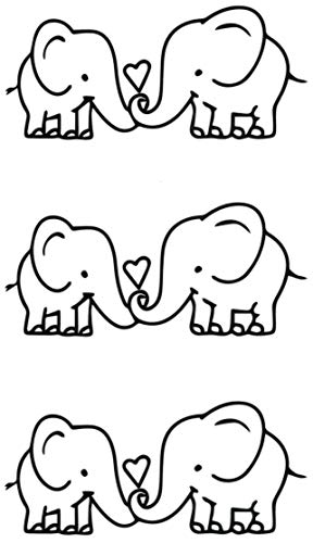 Cute Love Elephants Waterproof Temporary Tattoos 2 Sheets