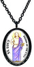 My Altar Saint Lucy Patron of The Eyes Black Stainless Steel Pendant Necklace