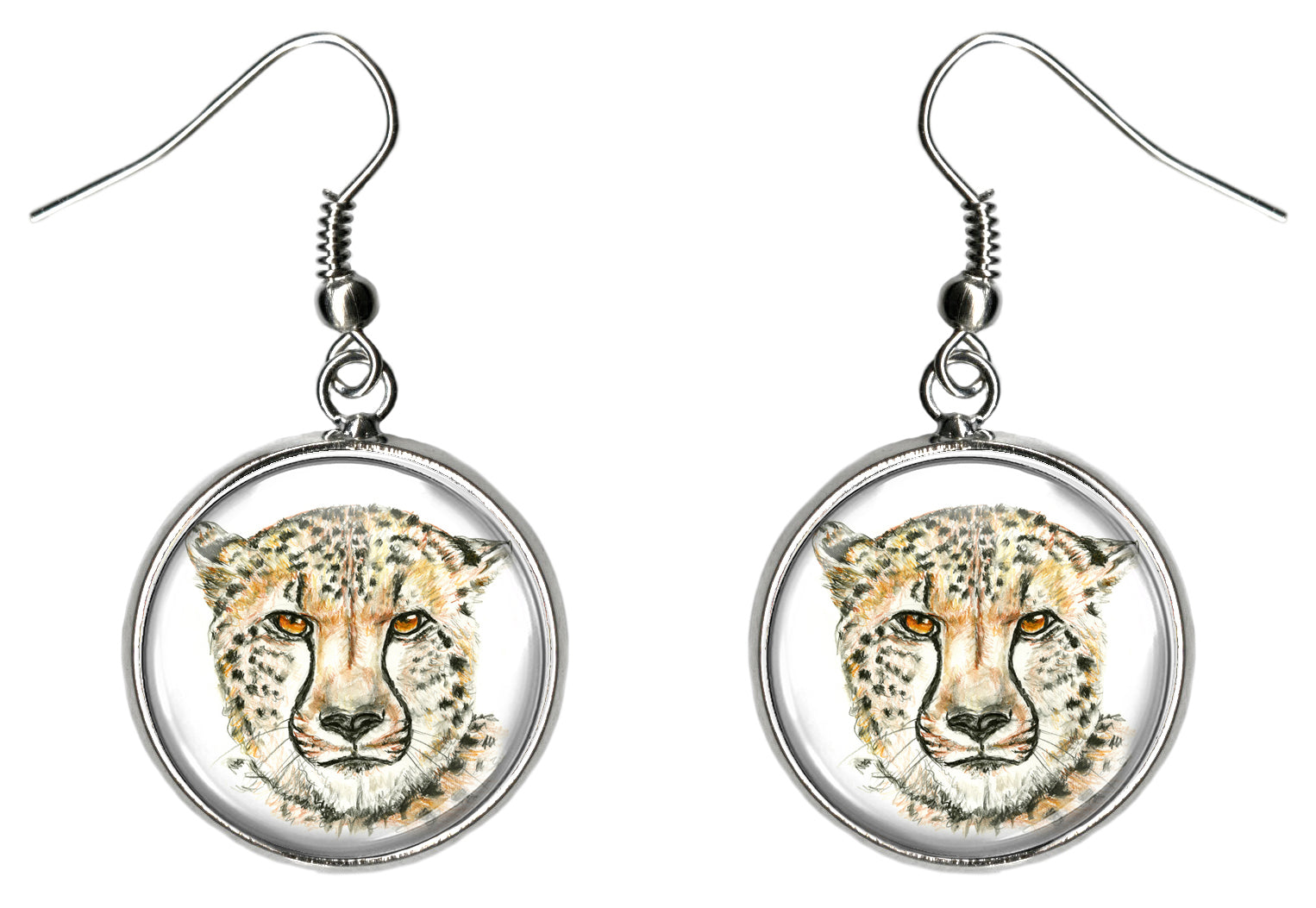 Cheetah Silver Hypoallergenic Stainless Steel Earrings