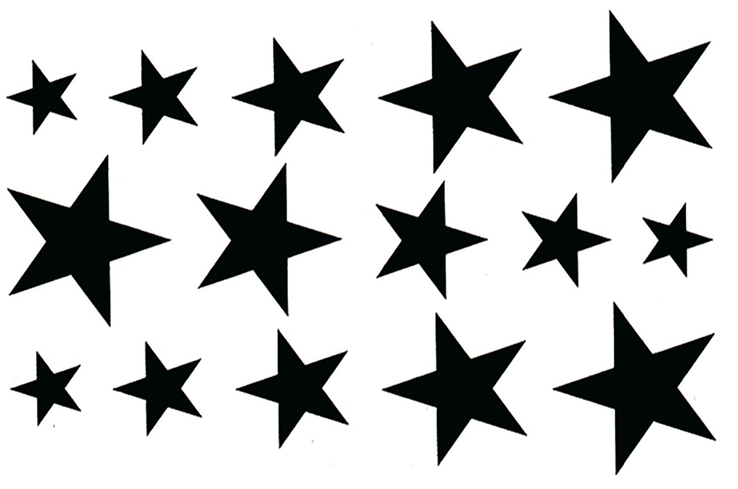 Black Stars Black Waterproof Temporary Tattoos 2 Sheets