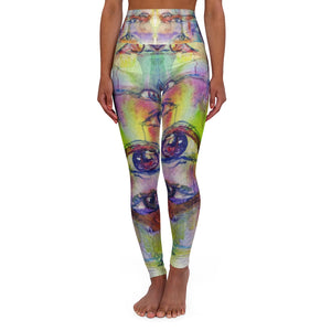 Surreal Eyes are Watching Abstract Art Women's High Waisted Yoga Leggings