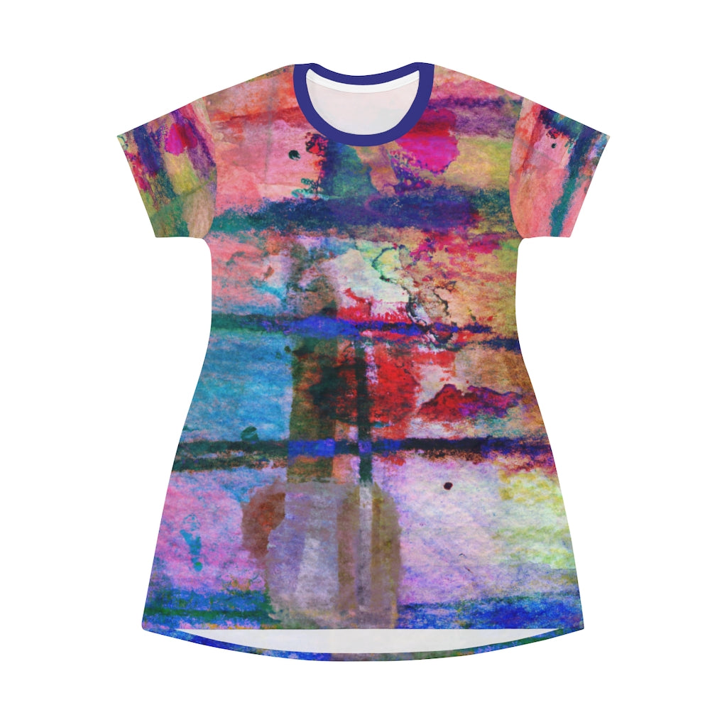 Colorful Abstract Art Women's All Over Print T-Shirt Dress