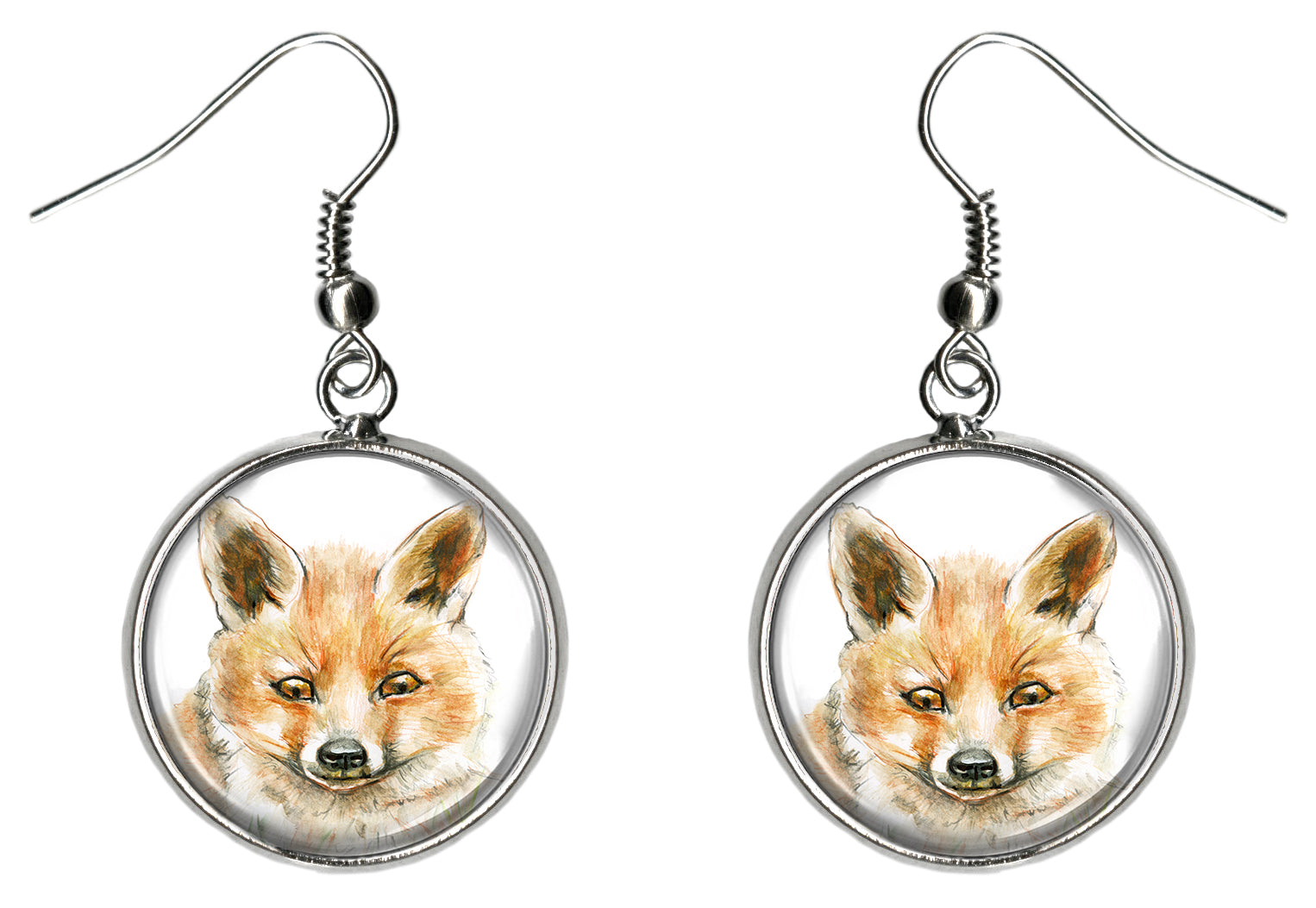 Baby Red Fox Silver Hypoallergenic Stainless Steel Earrings
