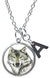 Wolf Pendant & Initial Charm Steel 24" Necklace