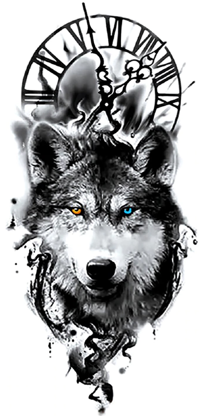 Wolf Shifter After Midnight Large 3 1/2" x 8" Waterproof Temporary Tattoos