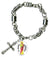 My Altar St Agatha Patron of Breast Cancer Charm & Cross Stainless Steel 7" to 8" Bracelet